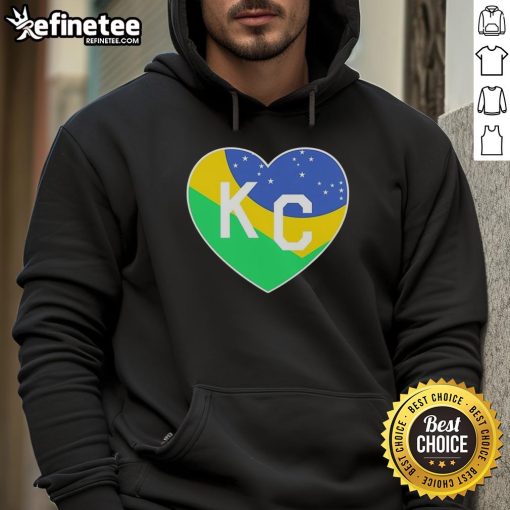 Good KC Football is headed to Brazil hoodie, featuring a heart design, perfect for fans and travelers.