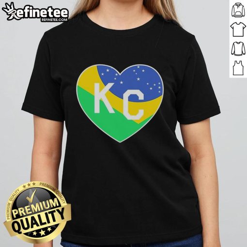 Good KC Football is headed to Brazil on a stylish heart ladies tee, perfect for fans celebrating the sport.