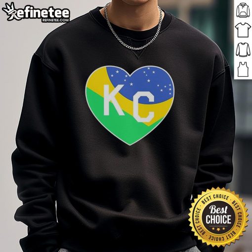 Good KC Football is Headed To Brazil Heart Sweatshirt showcasing vibrant design for fans celebrating the big game.
