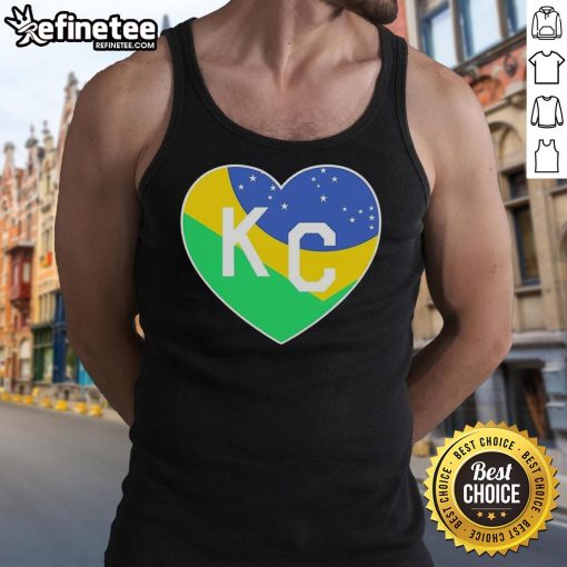 Good KC Football is headed to Brazil heart tank top in vibrant colors, perfect for fans and summer outings.