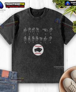 Good Let's Go Buffalo ASL washed t-shirt featuring vibrant colors and casual style for fans of Buffalo sports.