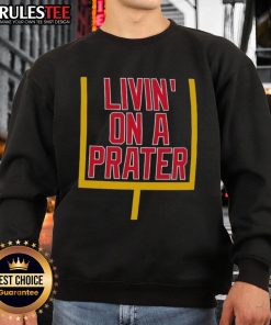 Good Livin' on a Prater Buffalo Bills sweatshirt featuring team colors and logo for passionate fans.