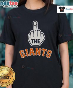 Los Angeles Dodgers ladies tee with 'F*ck the Giants' graphic, perfect for passionate fans and stylish game day wear.