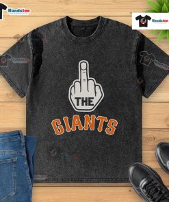 Good Los Angeles Dodgers Fck The Giants Washed T-Shirt displayed on a hanger, perfect for Dodgers fans.