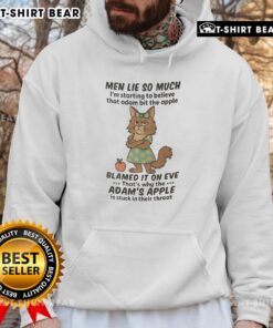 Man wearing a 'Good Maine Coon' hoodie with a playful design, showcasing a humorous take on belief and cats.