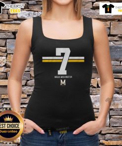 Good Maryland Terrapins football Malik Washington 7 stripe tank top featuring team colors and logo for sports fans.