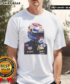 Alt Text: Good Max Verstappen Racing Big Face Graphic Signature T-Shirt featuring bold design and vibrant colors for fans.