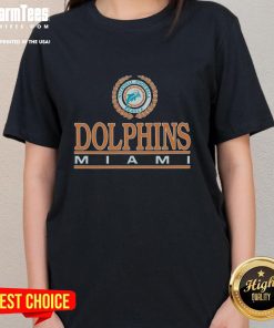 Good Miami Dolphins Crest Ladies Tee featuring vibrant team colors and logo, perfect for female fans of the NFL team.
