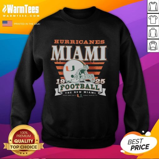 Good Miami Hurricanes Stripe Splash Sweatshirt featuring vibrant colors and stylish design for fans of the team.