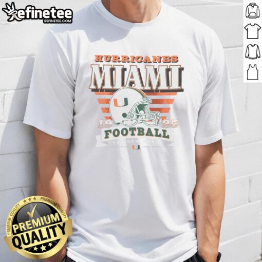 Alt Text: Good Miami Hurricanes Stripe Splash T-Shirt featuring vibrant colors and a stylish design, perfect for fans.