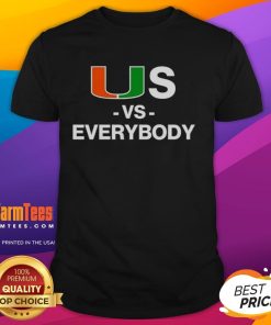 Good Miami Hurricanes Us Vs Everybody T-Shirt featuring bold graphics and team colors, perfect for fans and supporters.