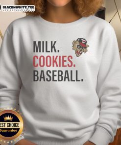Good Milk Cookies baseball sweatshirt featuring Washington Wild Things logo, perfect for fans and cozy outings.