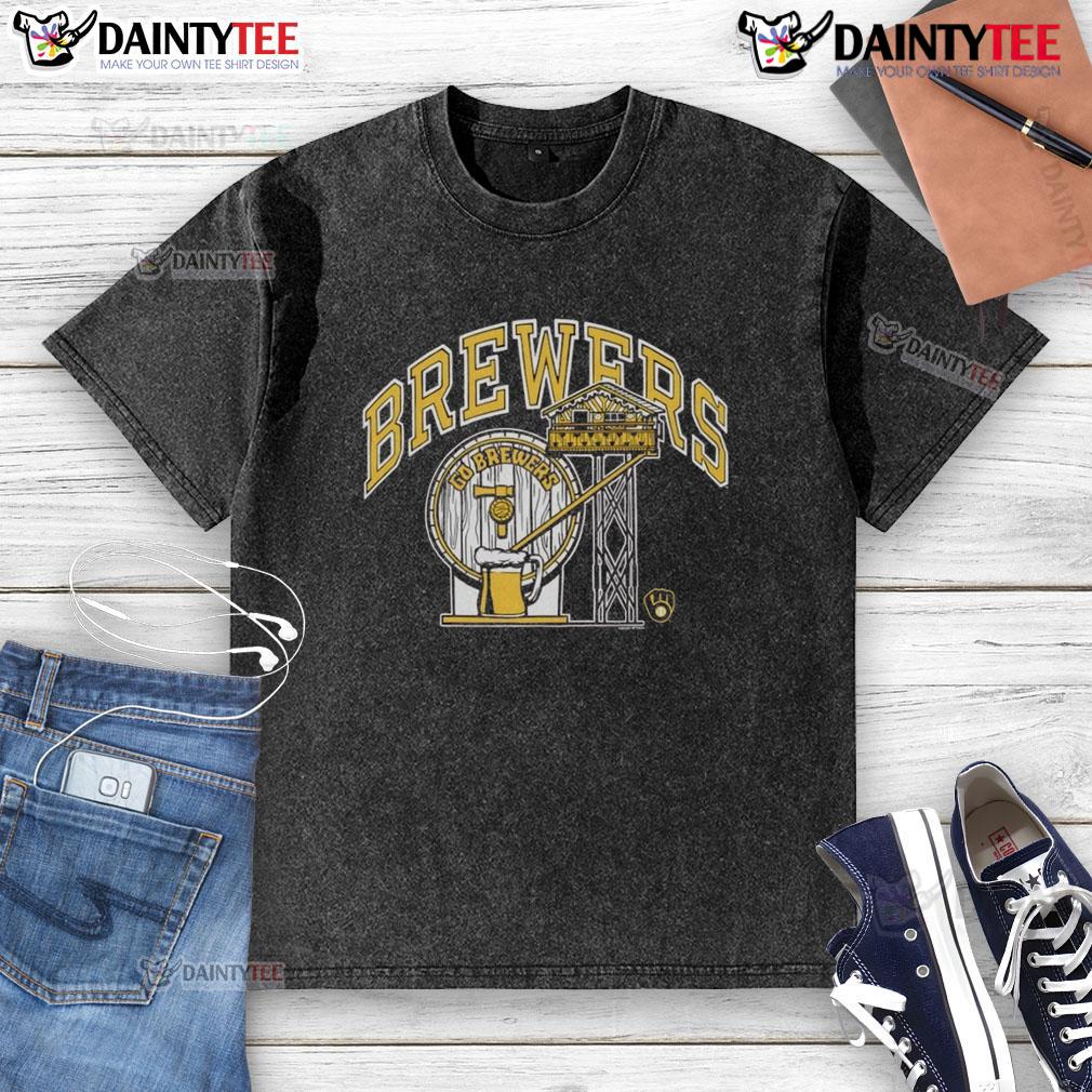 Good Milwaukee Brewers Go Brewers Washed T Shirt Good Milwaukee Brewers Go Brewers washed t-shirt displayed on a hanger, perfect for fans showing team spirit.