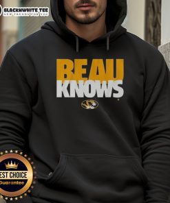 Beau Pribula in a stylish hoodie, showcasing Missouri football spirit and team pride during a game day event.