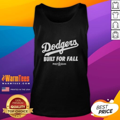 Good MLB Los Angeles Dodgers 2025 Built For Fall Tank Top displayed on a mannequin, showcasing team spirit and style.