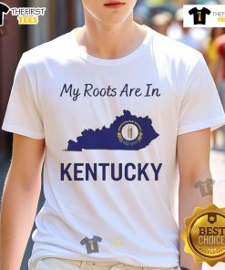Good My Roots Are In Kentucky State Map Roots T-Shirt featuring a stylish graphic of Kentucky's map and roots design.