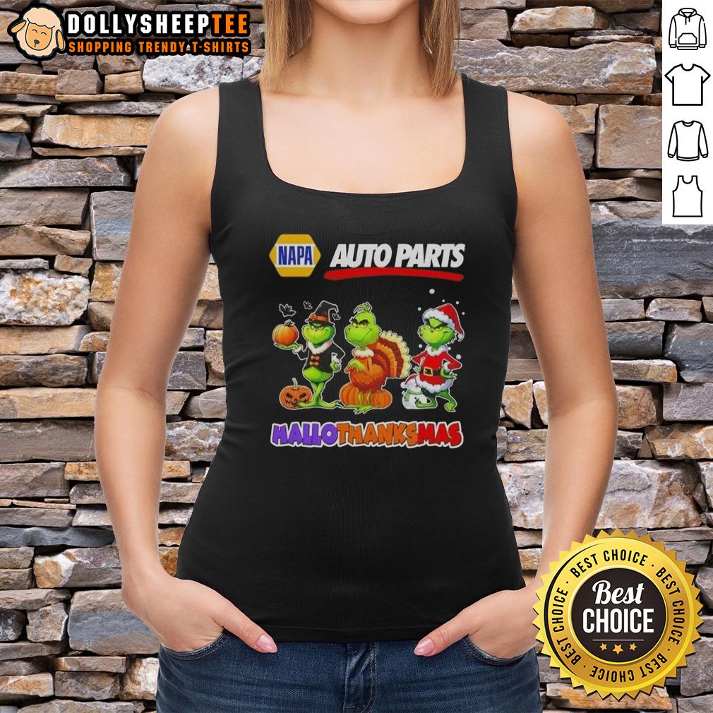 Good Napa Auto Parts X Grinch Cosplay Happy Hallothanksmas Tank Top Good Napa Auto Parts X Grinch cosplay tank top for Happy HalloThanksMas featuring festive holiday designs.