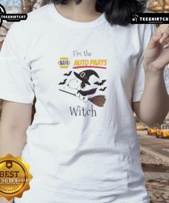 Good NAPA Auto Parts x Snoopy I'm The Witch Halloween Ladies Tee featuring a fun design perfect for Halloween festivities.