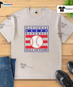 Good National Baseball Hall of Fame Primary Logo on a natural washed t-shirt, perfect for baseball fans and collectors.