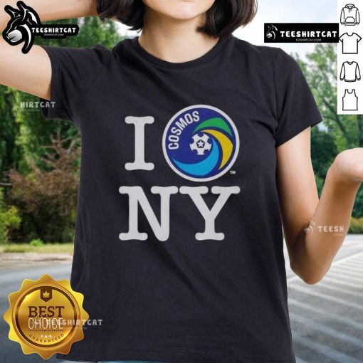 Good New York Cosmos I Love NY ladies tee featuring stylish design, perfect for fans of NYC and soccer.