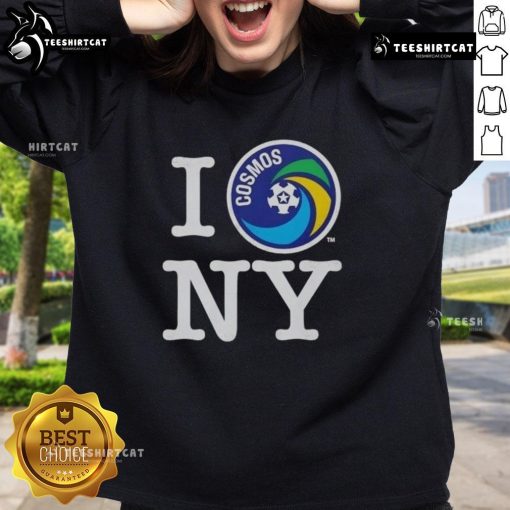 Good New York Cosmos I Love NY sweatshirt featuring vibrant design and cozy fabric, perfect for NYC sports fans.