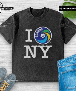 Good New York Cosmos I Love NY washed t-shirt featuring a vintage design, perfect for fans of NYC and soccer.