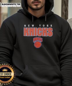 Alt Text: Vintage New York Knicks throwback hoodie featuring classic logo and vibrant colors, perfect for basketball fans.