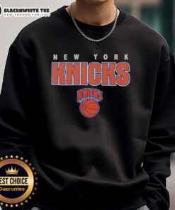 Alt Text: Vintage New York Knicks throwback sweatshirt featuring classic logo and retro design, perfect for basketball fans.