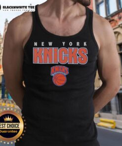 Alt Text: Vintage New York Knicks throwback tank top featuring classic logo and vibrant colors for NBA fans and collectors.