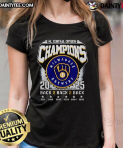 2025 Milwaukee Brewers Central Division Champions ladies tee celebrating the team's victory in stylish design.