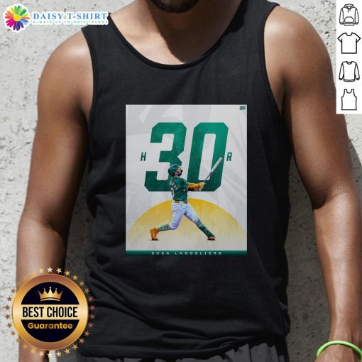 Shea Langeliers Oakland Athletics tank top celebrating his 30 homer season, perfect for fans and summer wear.