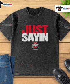 Alt Text: Ohio State Buckeyes football washed t-shirt featuring Julian Sayin design, perfect for fans and casual wear.