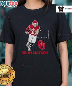 Good Oklahoma Sooners Football John Mateer State Star Ladies Tee featuring vibrant team colors and stylish design.