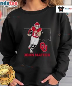 Alt Text: Good Oklahoma Sooners Football John Mateer State Star Sweatshirt featuring team colors and logo for fans.