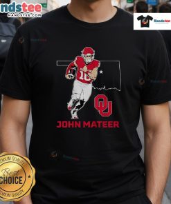 Alt Text: Good Oklahoma Sooners Football John Mateer State Star T-Shirt featuring team colors and logo, perfect for fans.
