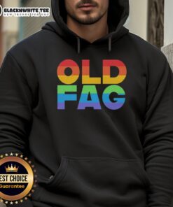 Good Old Fag Pride Hoodie featuring vibrant rainbow colors and a bold pride logo, perfect for LGBTQ+ celebrations.