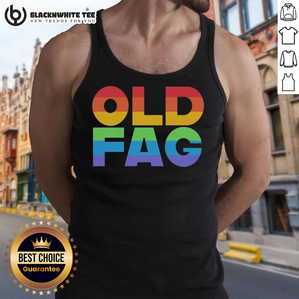 Good Old Fag Pride Tank Top Good Old Fag Pride Tank Top featuring vibrant rainbow colors and bold text for LGBTQ+ pride celebrations.