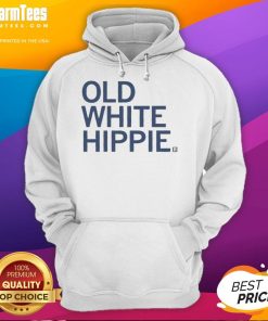 Good Old White Hippie Hoodie displayed on a rustic wooden background, showcasing its cozy design and vintage vibe.