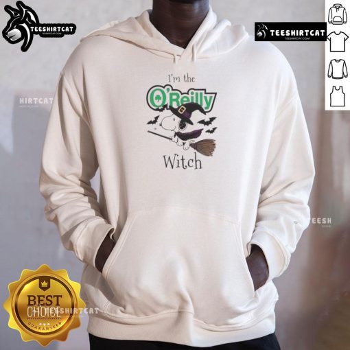 Good O'Reilly Auto Parts x Snoopy I'm the Witch Halloween hoodie featuring playful graphics for festive autumn style.