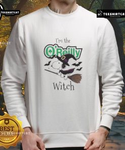 Good O'Reilly Auto Parts X Snoopy I'm The Witch Halloween Sweatshirt featuring Snoopy in a witch costume for Halloween.