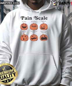 Good Pain Scale Halloween hoodie featuring a fall pumpkin design, perfect for nurses celebrating the spooky season.