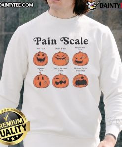 Good Pain Scale Fall Pumpkin Nurse Halloween Sweatshirt featuring a festive design perfect for autumn celebrations.