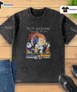 Good Peanuts washed t-shirt featuring 'It's The Most Wonderful Time Of The Year' for Penn State Saturdays and Steelers Sundays.