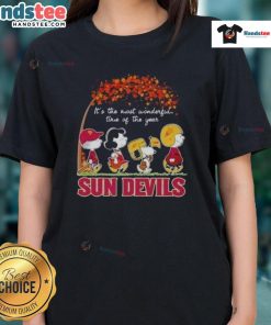 Good Peanuts Arizona Sun Devils ladies tee for the holiday season, perfect for festive celebrations and team pride.
