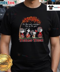 Texas Tech Red Raiders T-Shirt featuring 'It's The Most Wonderful Time Of The Year' design with good peanuts graphic.