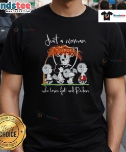 Alt Text: Woman wearing 'Good Peanuts' t-shirt, showing love for fall and Las Vegas Raiders, perfect for autumn fans.