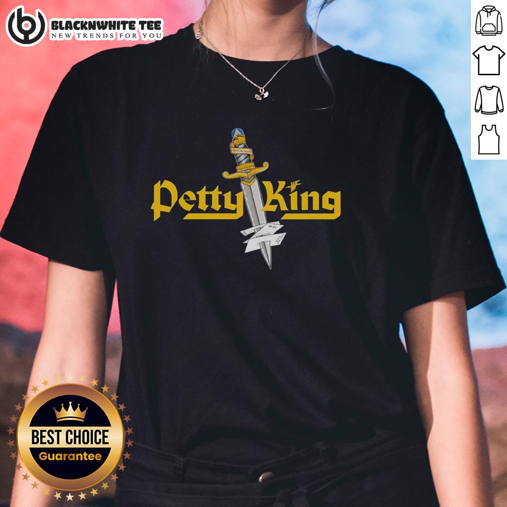 Good Petty King Knife Logo Ladies Tee Good Petty King Knife logo on a stylish ladies tee, showcasing a trendy design perfect for knife enthusiasts.