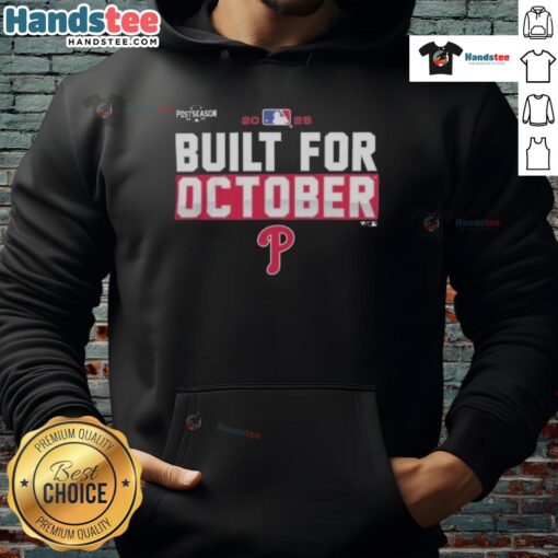Good Philadelphia Phillies 2025 MLB Postseason Built for October Hoodie in red, showcasing team spirit and style.