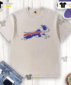 Good Pitbull Buffalo Bills Football Parody Logo on a washed t-shirt, perfect for fans and dog lovers alike.