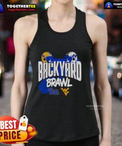 Good Pitt Panthers vs West Virginia Mountaineers Backyard Brawl helmet tank top showcasing team spirit and rivalry.